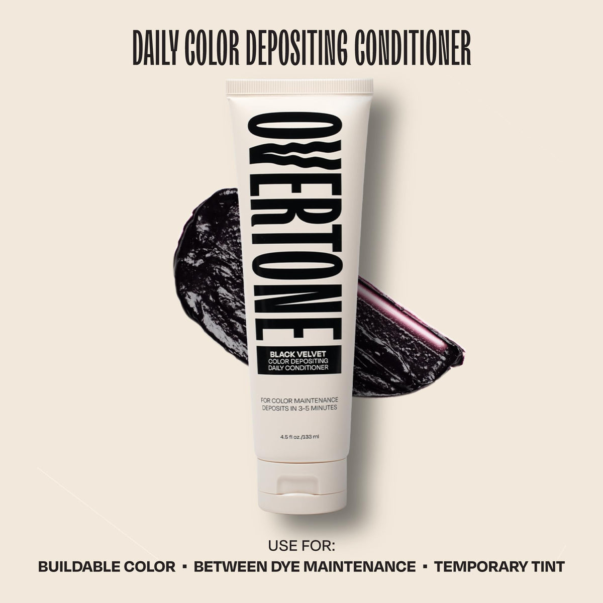oVertone Black Velvet Color Depositing Daily Conditioner with texture on hand