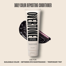 oVertone Black Velvet Color Depositing Daily Conditioner with texture on hand
