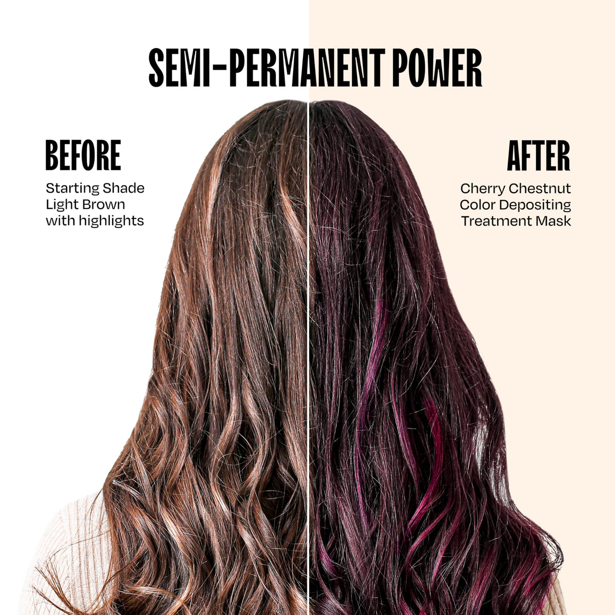 oVertone Cherry Chestnut Hair Mask application on hair