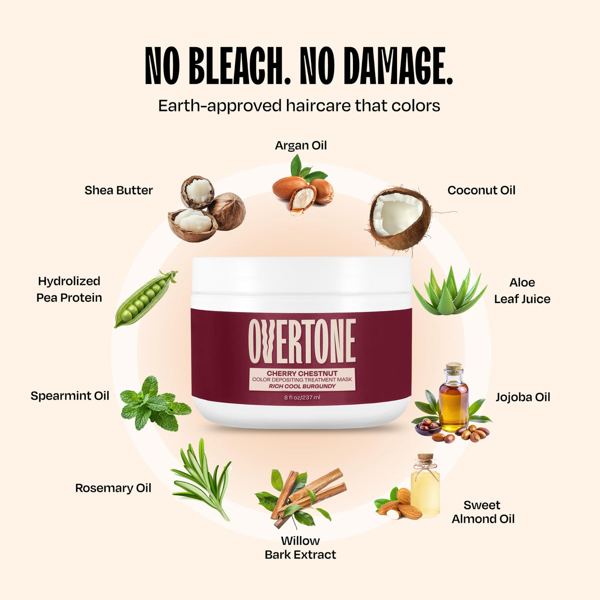 oVertone Cherry Chestnut Hair Mask in use during a hair