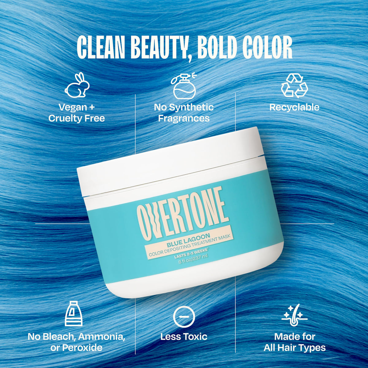 oVertone Color Depositing Hair Mask Blue Lagoon texture close-up