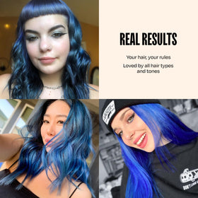 oVertone Cosmic Cobalt Hair Mask with hair styling tools