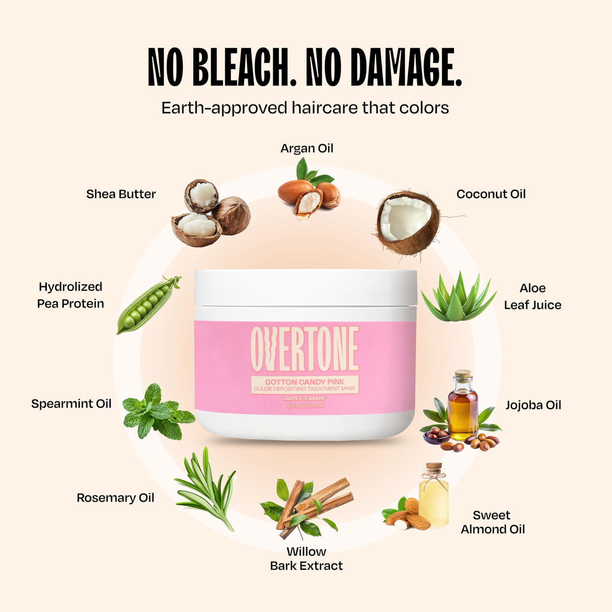 oVertone Cotton Candy Pink Hair Mask after application
