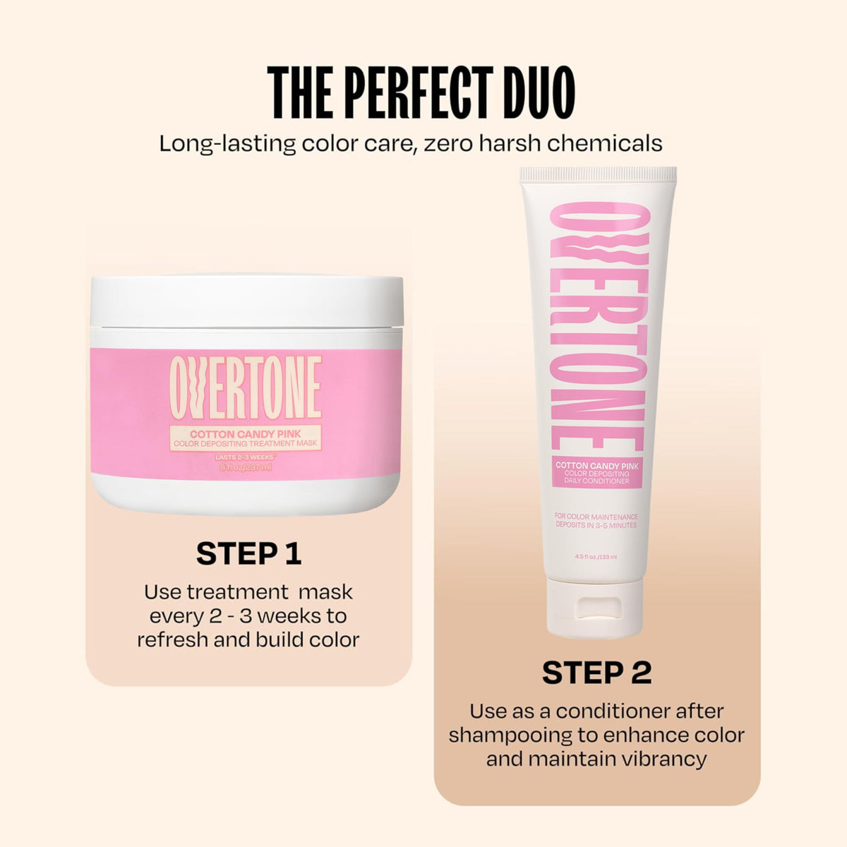 oVertone Cotton Candy Pink Hair Mask application on hair