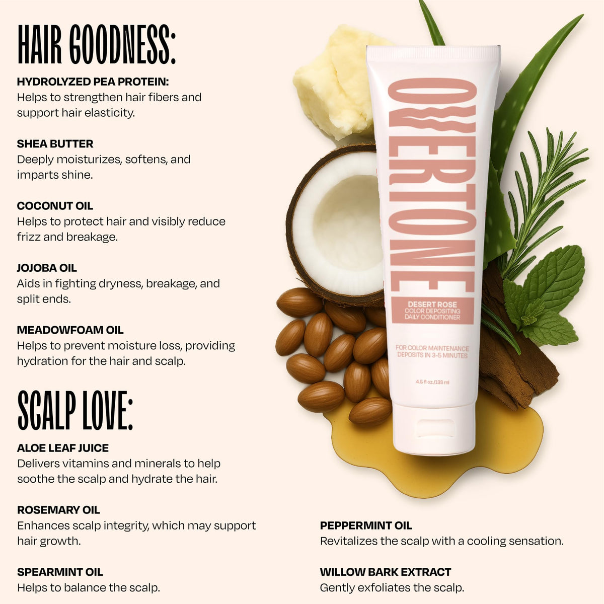 oVertone Desert Rose conditioner with coconut oil and shea butter
