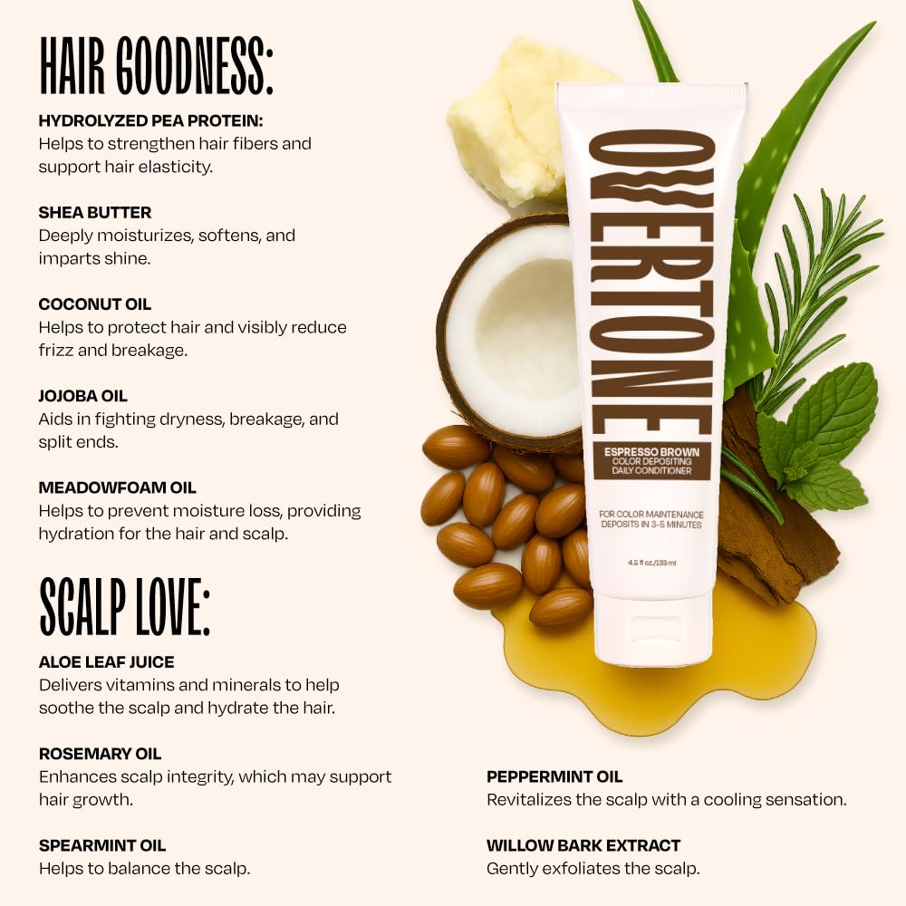 oVertone Espresso Brown Conditioner packaging side view