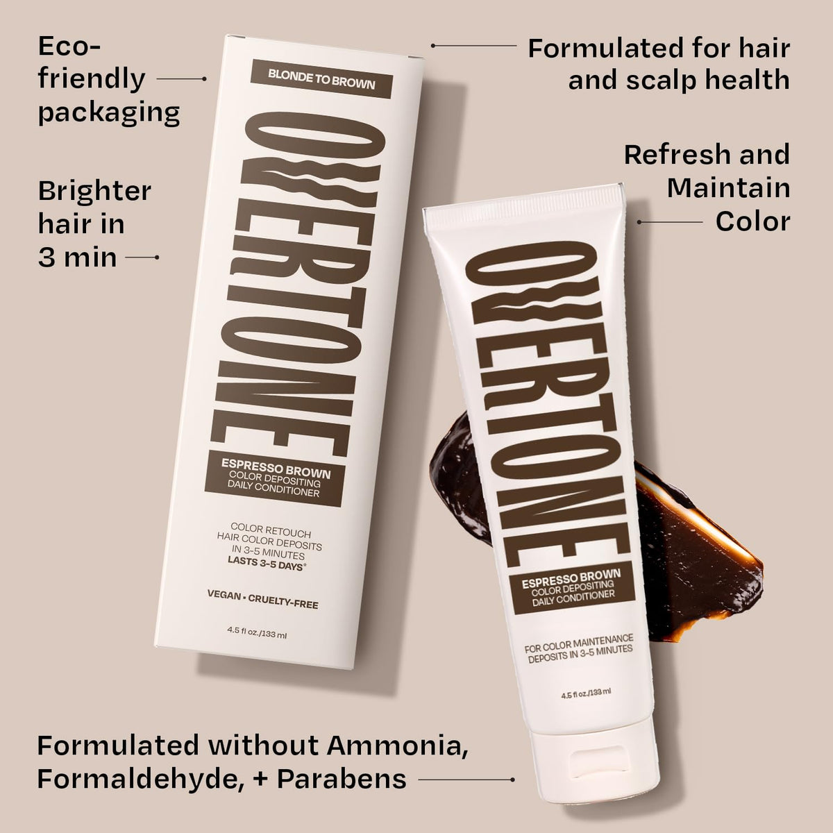 oVertone Espresso Brown Conditioner texture close-up