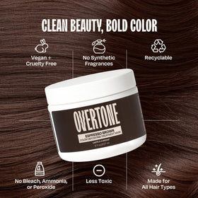 oVertone Espresso Brown Hair Mask on bathroom counter
