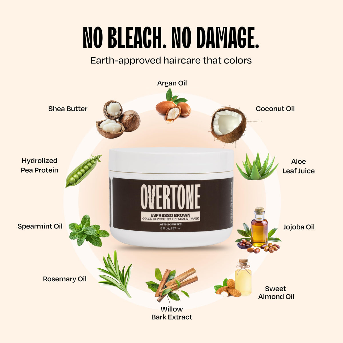 oVertone Espresso Brown Hair Mask with other hair care products