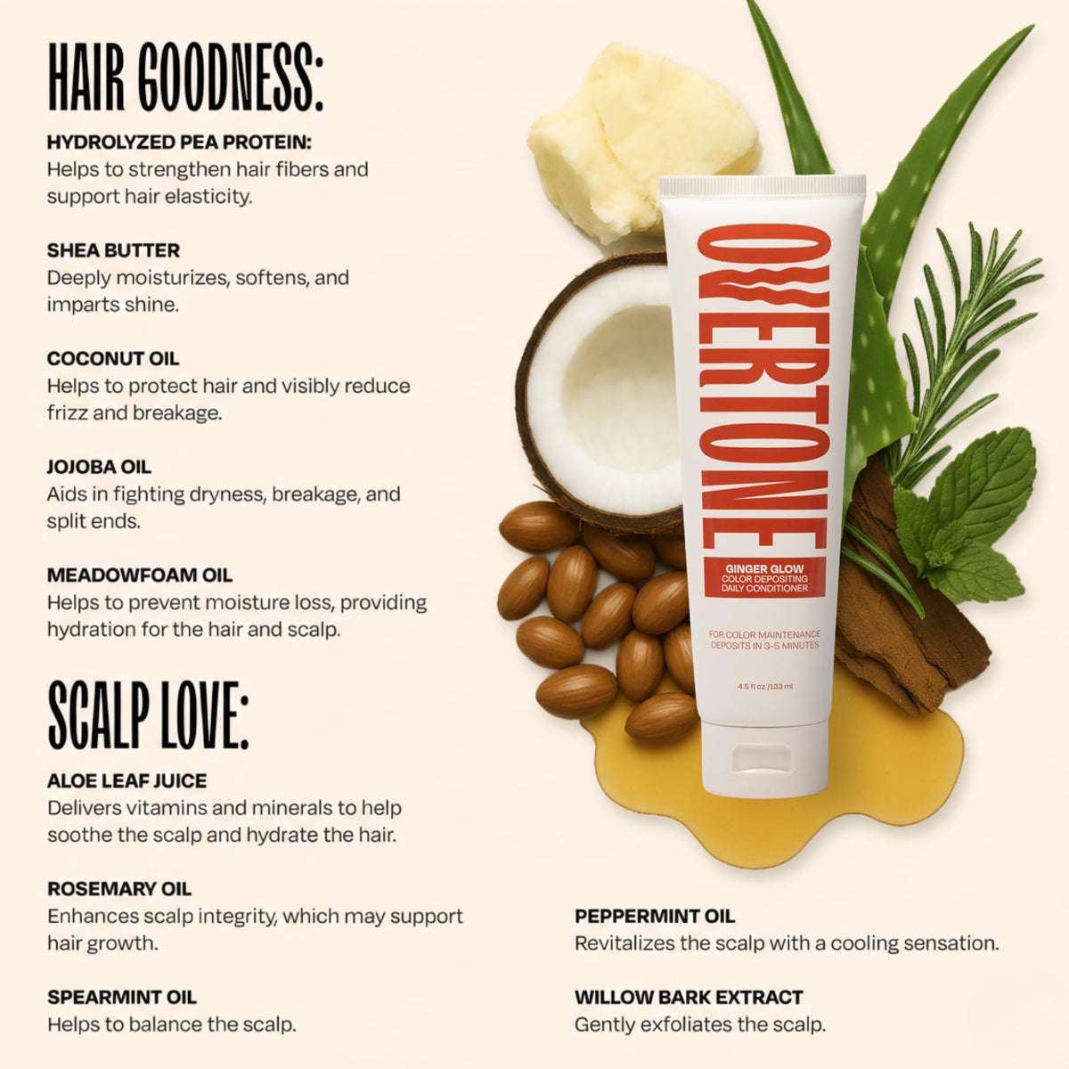 oVertone Ginger Glow conditioner in a shower setting