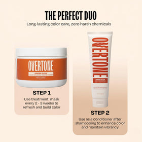 oVertone Ginger Glow conditioner packaging with vibrant colour