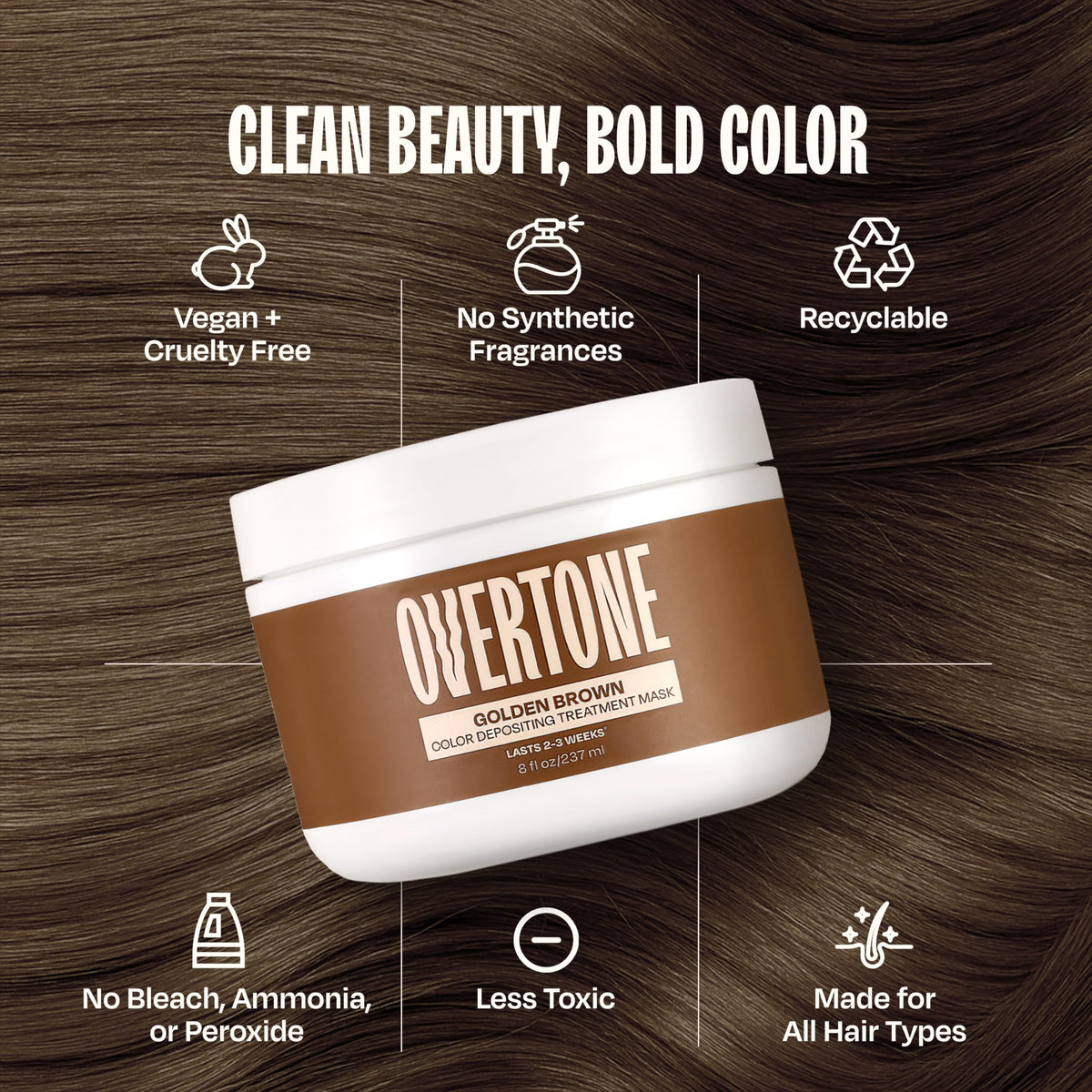 oVertone Golden Brown Hair Mask application on hair