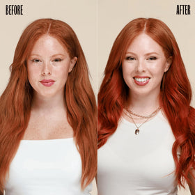 oVertone Golden Copper conditioner applied to hair