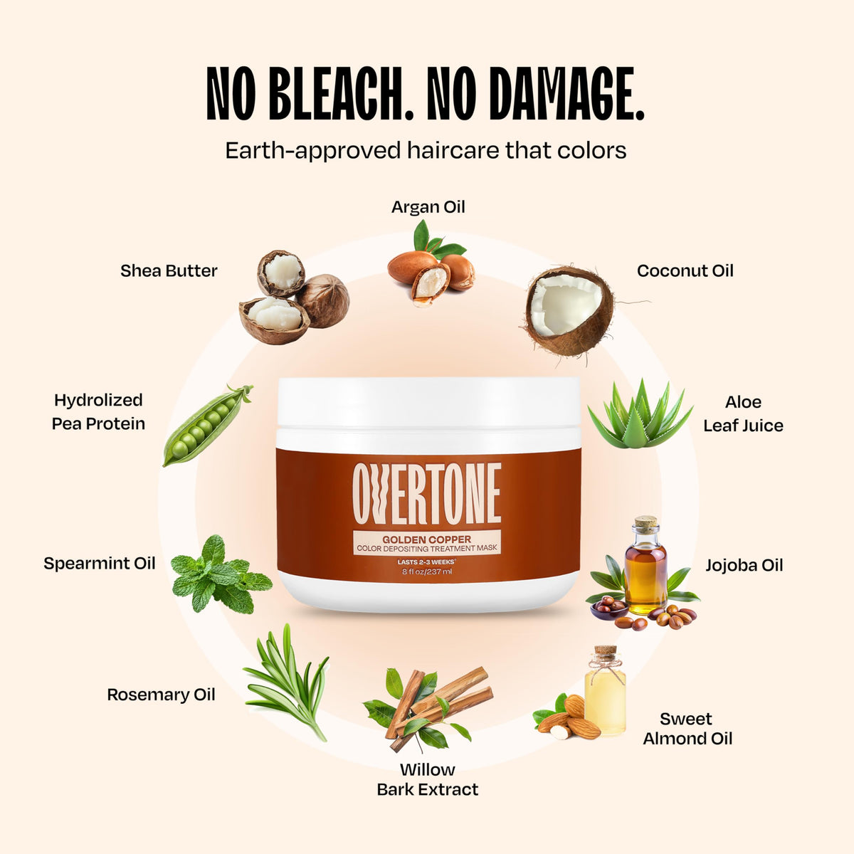 oVertone Golden Copper Hair Mask with natural ingredients