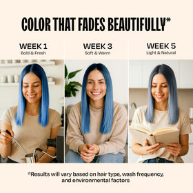 oVertone Hair Mask Blue Lagoon in bathroom setting