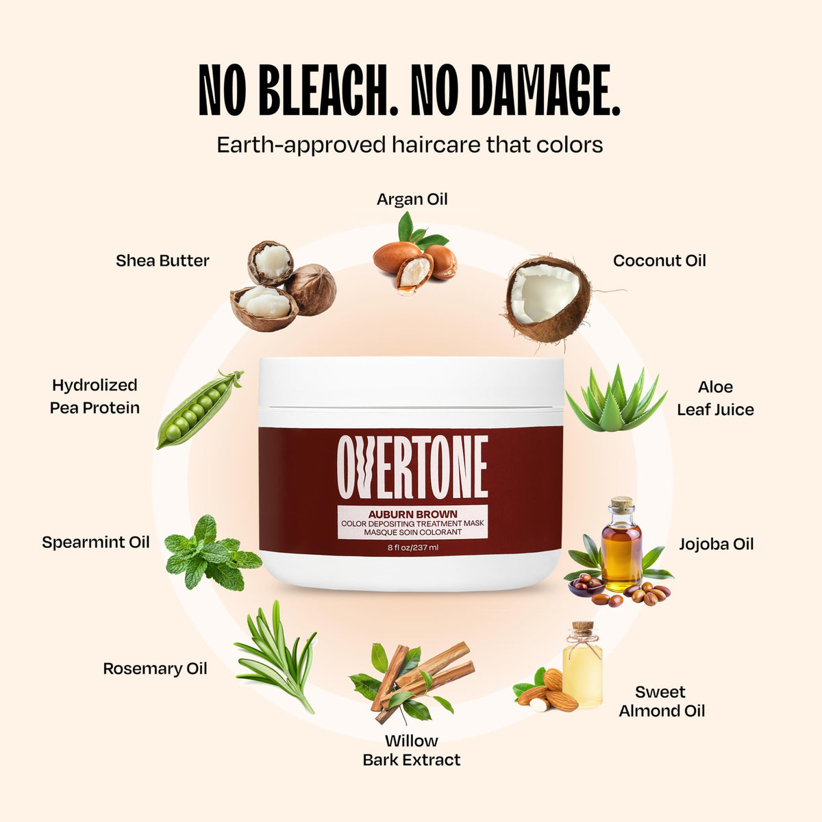 oVertone Hair Mask with ingredients displayed