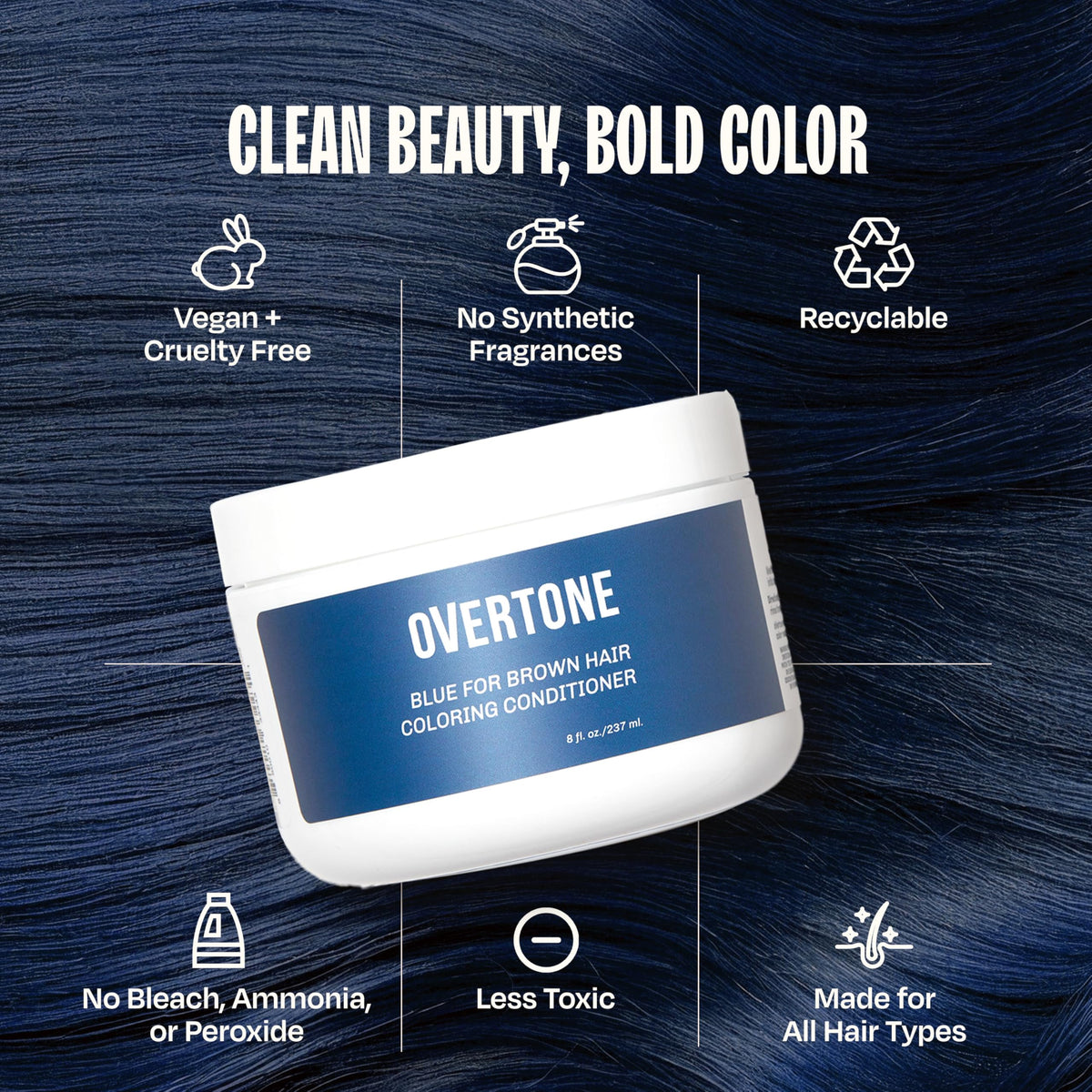 oVertone Indigo Iris Hair Mask on hair before rinsing