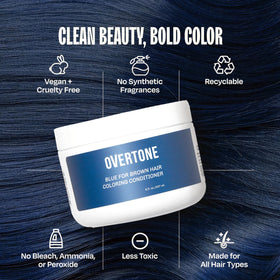 oVertone Indigo Iris Hair Mask on hair before rinsing