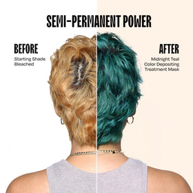 oVertone Midnight Teal Hair Mask application on hair