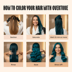 oVertone Midnight Teal Hair Mask in use during application