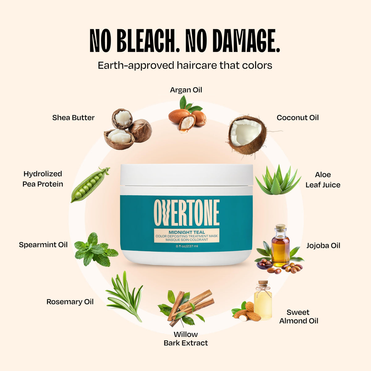 oVertone Midnight Teal Hair Mask with vibrant hair results