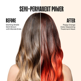 oVertone Poppy Orange Hair Mask opened showing texture