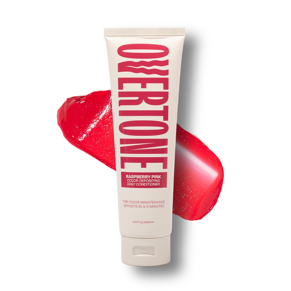 oVertone Raspberry Pink Conditioner front view with packaging