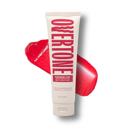 oVertone Raspberry Pink Conditioner front view with packaging
