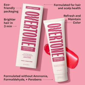 oVertone Raspberry Pink Conditioner in a bathroom setting
