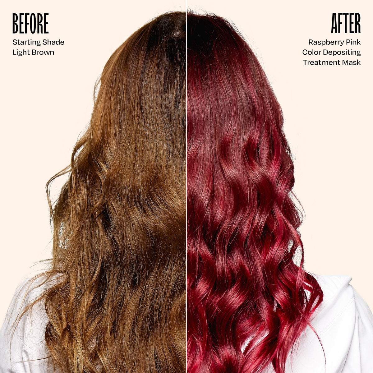 oVertone Raspberry Pink Hair Mask application on hair