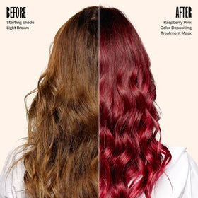 oVertone Raspberry Pink Hair Mask application on hair