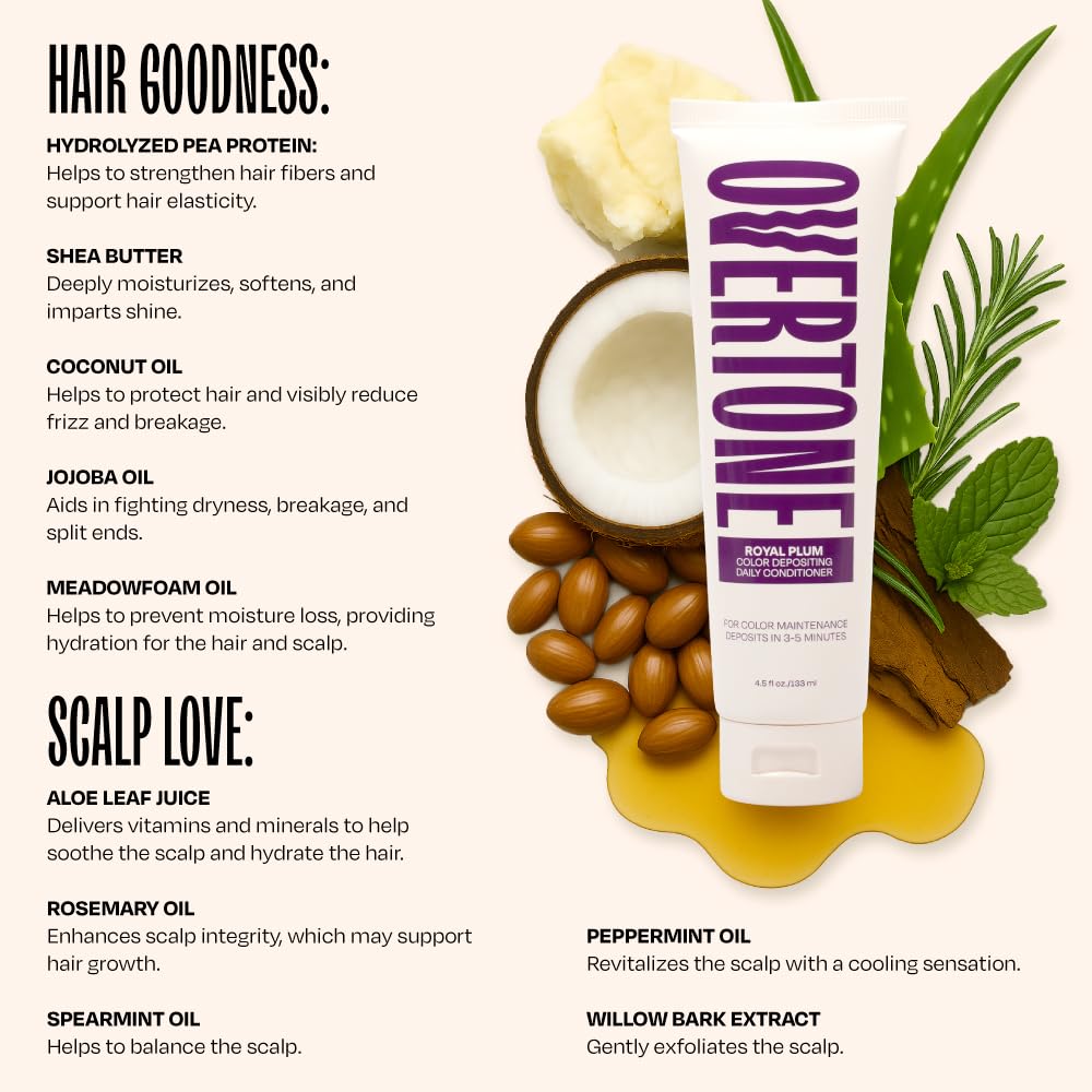 oVertone Royal Plum Conditioner in a bathroom setting