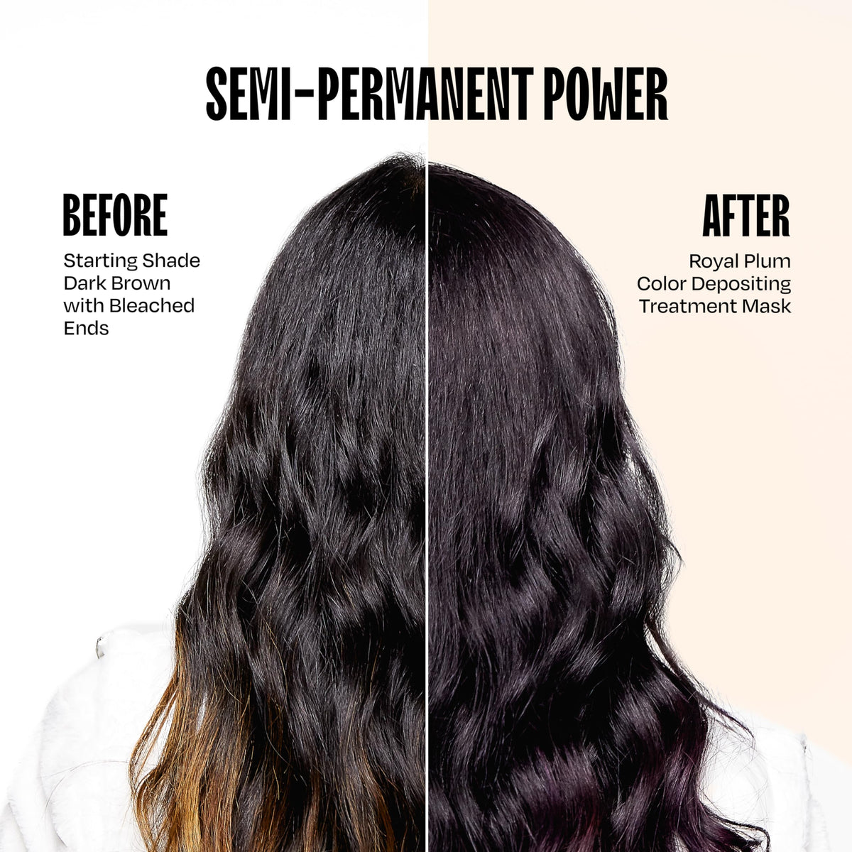 oVertone Royal Plum Hair Mask application on hair