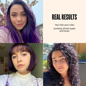 oVertone Royal Plum Hair Mask in a stylish bathroom