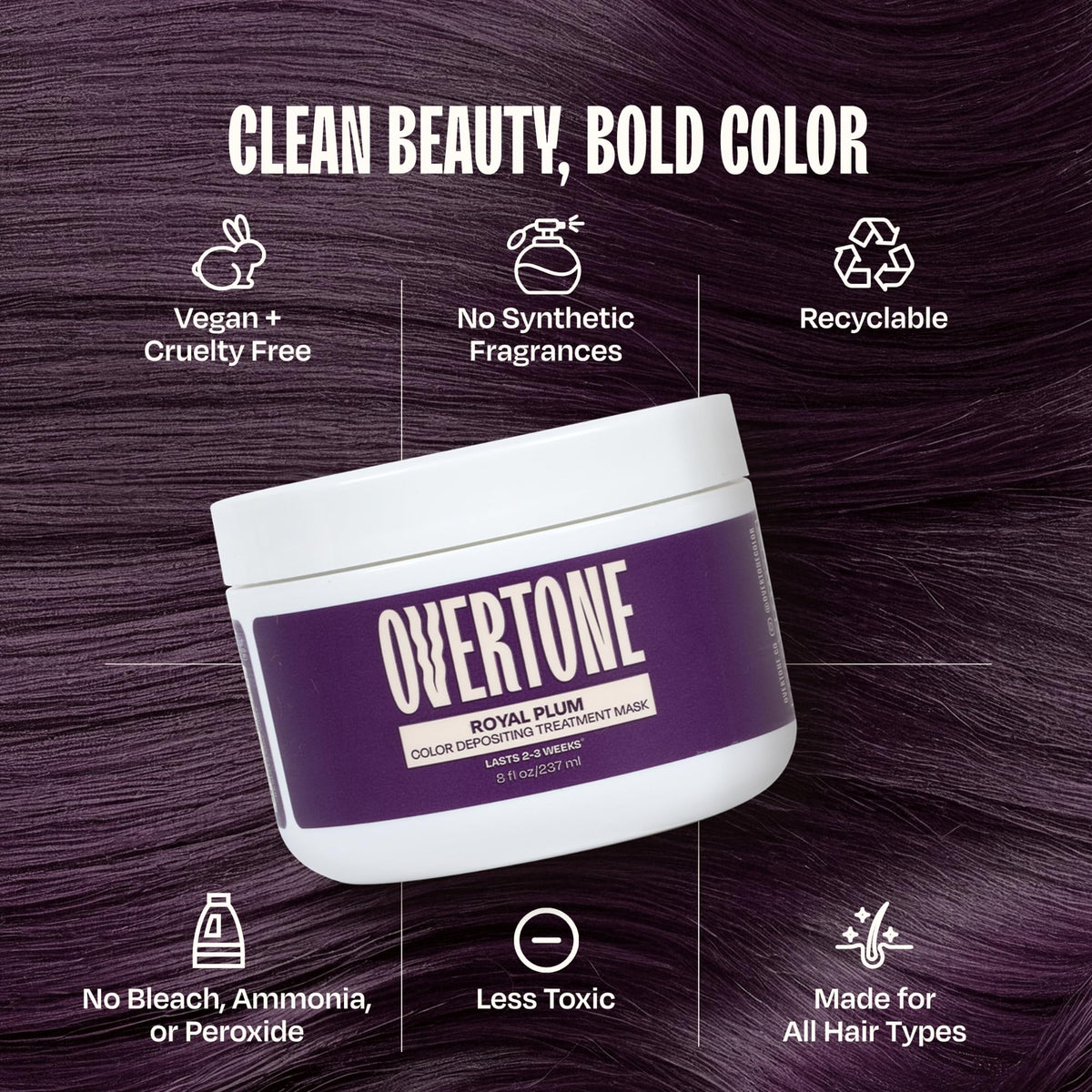 oVertone Royal Plum Hair Mask with natural ingredients