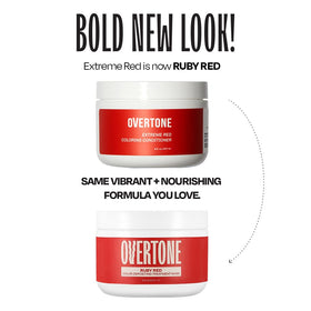 oVertone Ruby Red Hair Mask application on dry hair
