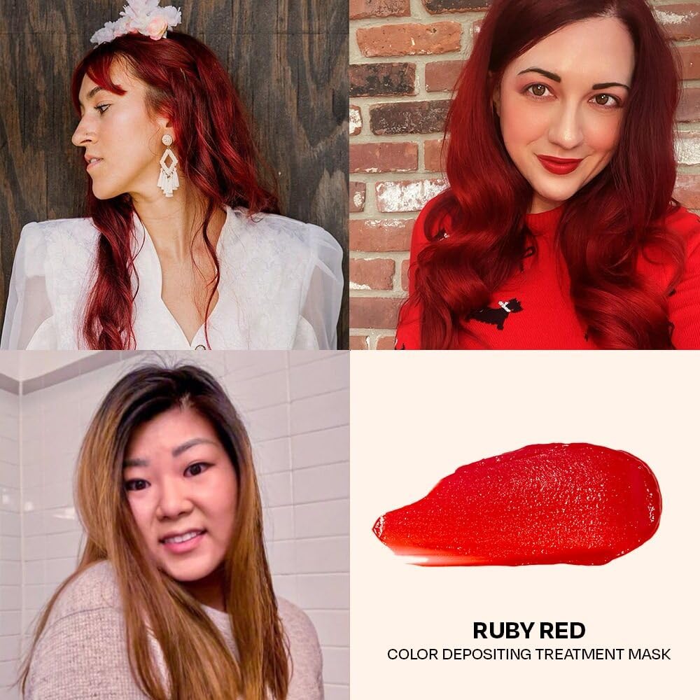 oVertone Ruby Red Hair Mask in a lifestyle setting