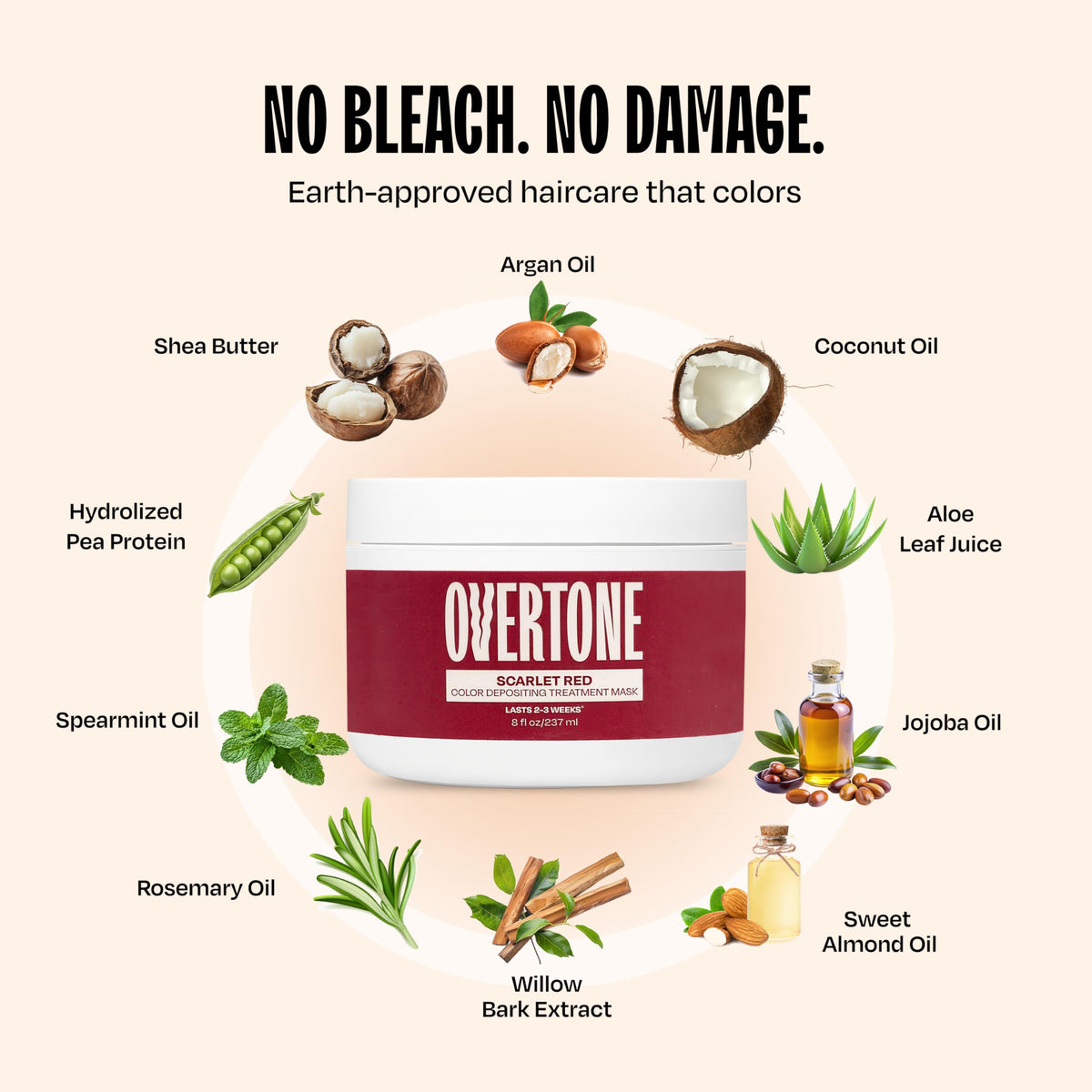 oVertone Scarlet Red Hair Mask after application results