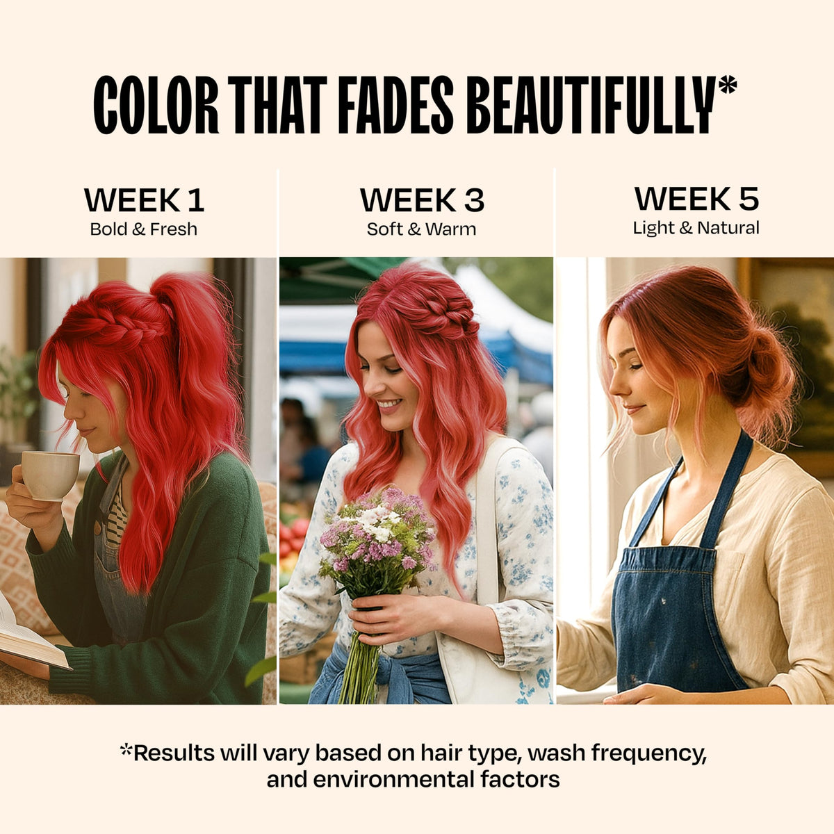 oVertone Scarlet Red Hair Mask in a bathroom setting