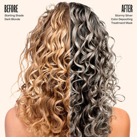 oVertone Stormy Sterling Color Depositing Conditioner application on hair