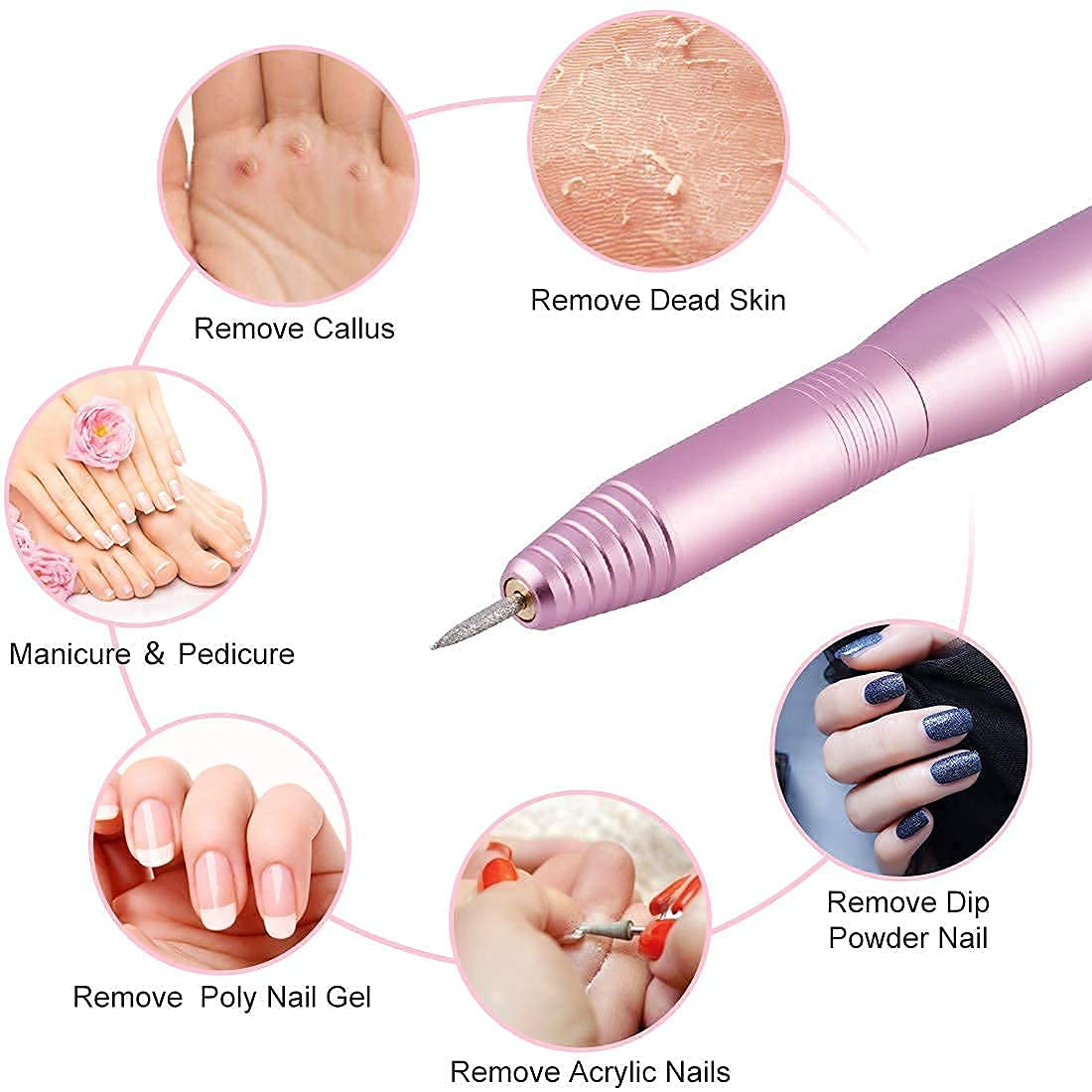 OVX nail drill in use on acrylic nails
