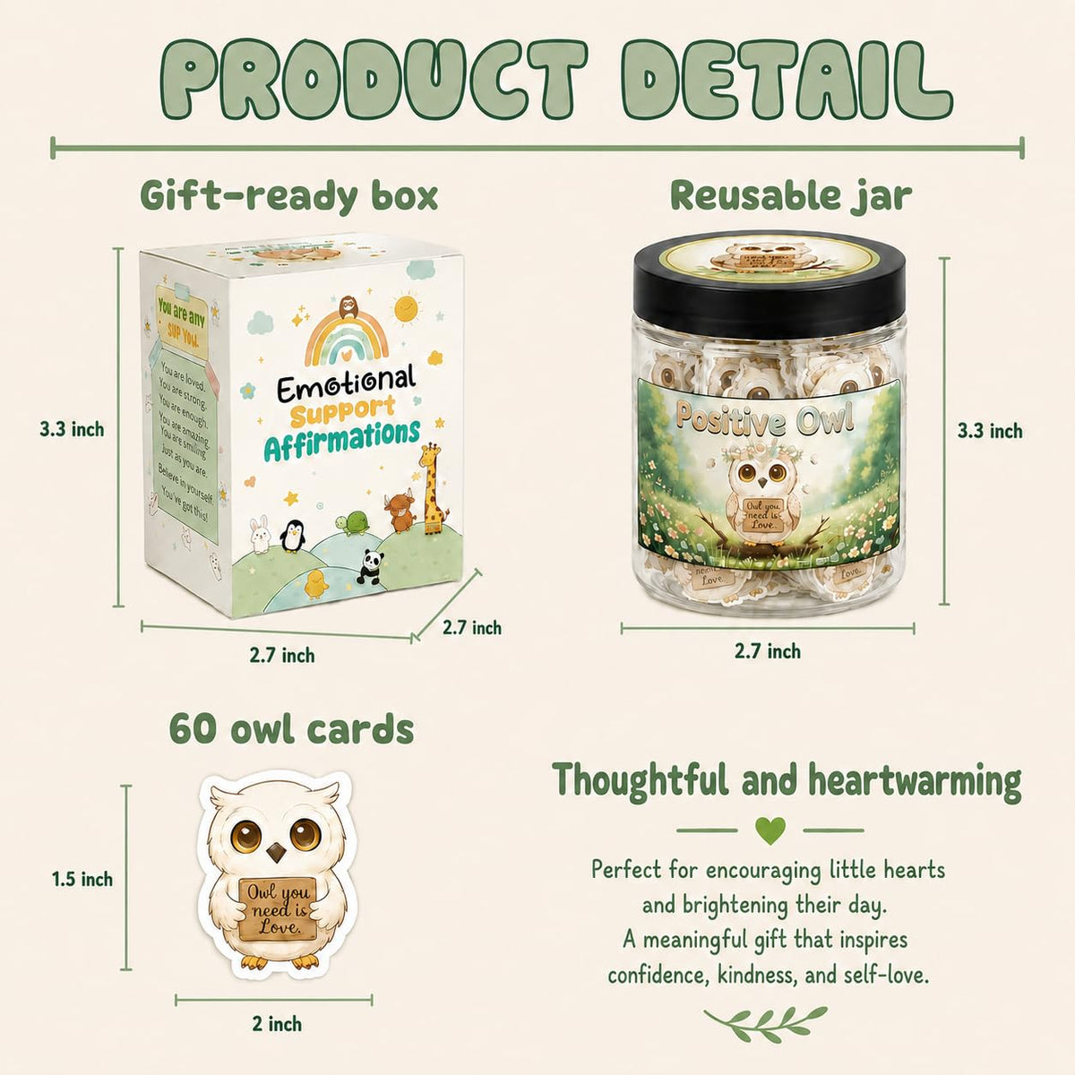 Owl mini-figurine artwork on DEARMINE Positive Owl Jar