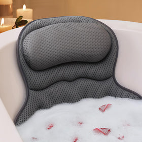 Ozyalo Bath Pillow gray model front view with ergonomic design
