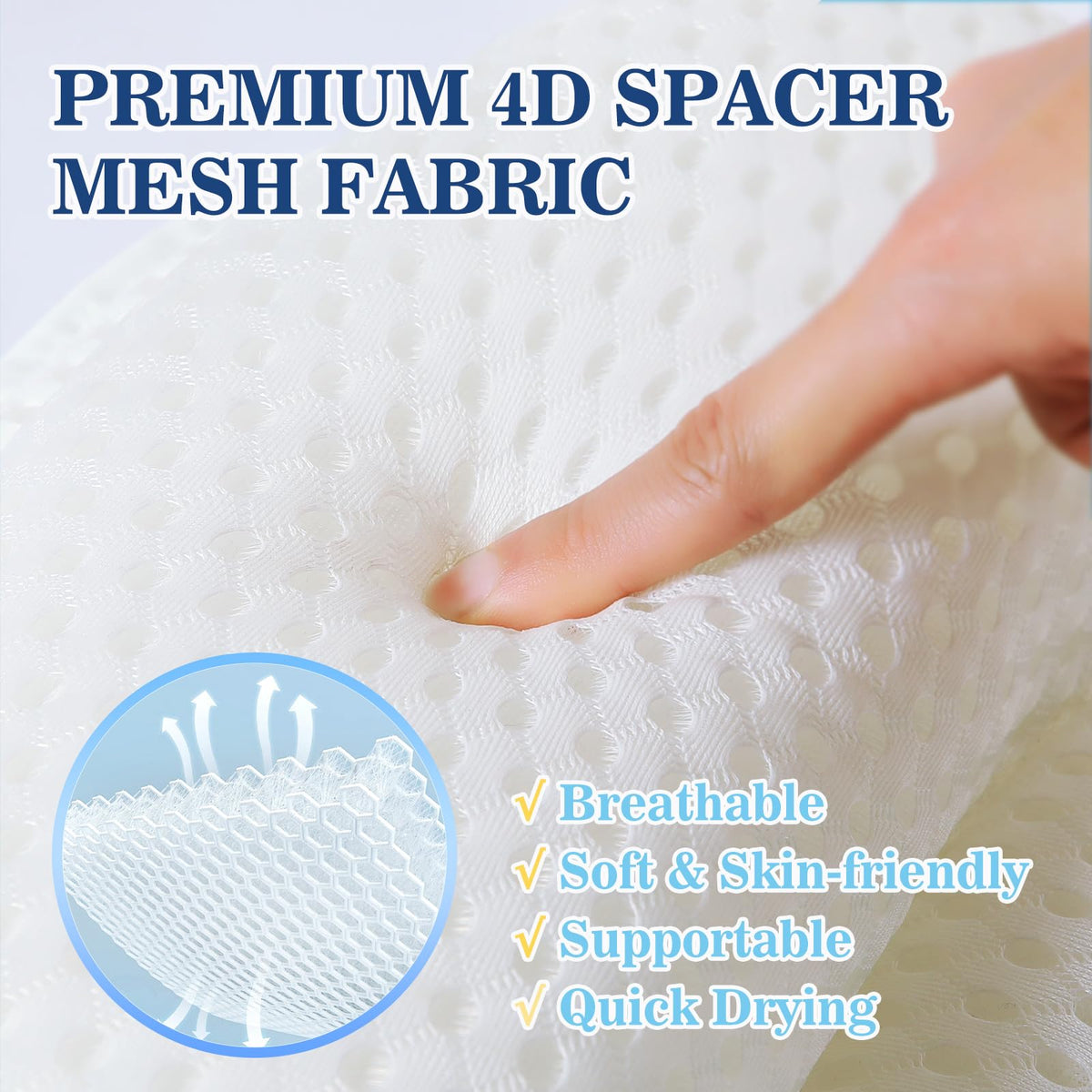 Ozyalo Bath Pillow made from breathable 4D air-mesh material