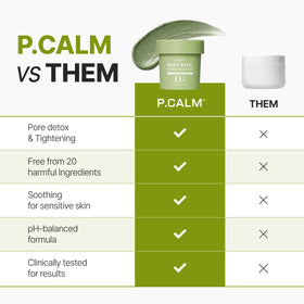 P.CALM Holy Basil Bubble Deep Mask in bathroom setting