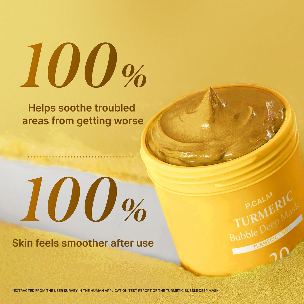 P.CALM Turmeric Bubble Deep Mask 90g application on skin