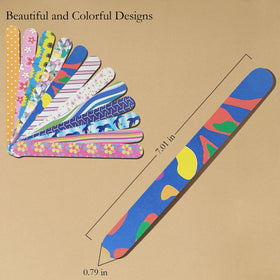 P2P Nails Colorful Nail File Strips alongside nail polish bottles