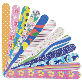 P2P Nails Colorful Nail File Strips front view with various designs