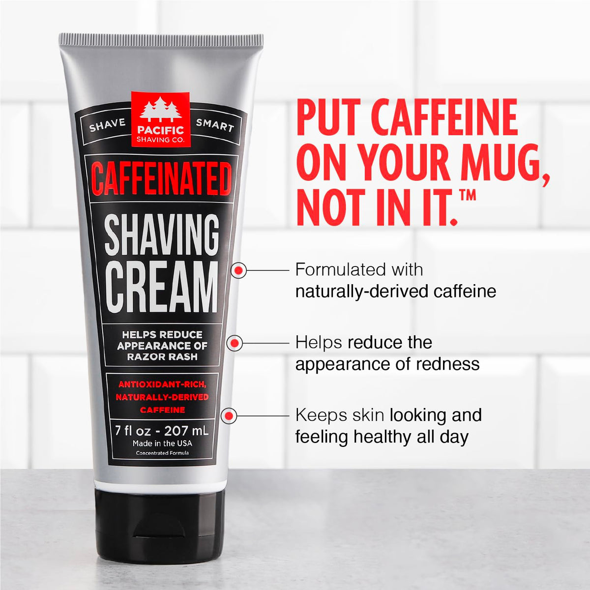 Pacific Shaving Company Caffeinated Shaving Cream 3.4 Oz back view