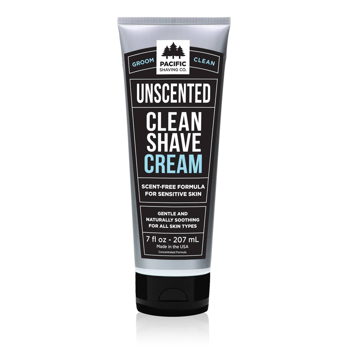 Pacific Shaving Company Clean Men's Sensitive Shaving Cream 7 Oz front view